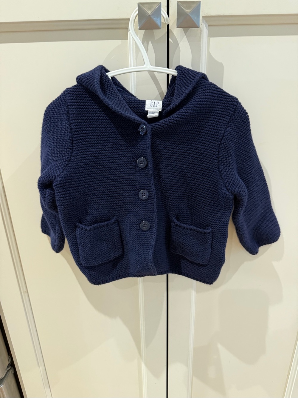 Baby GAP 12-18m Kids Navy Hooded Knit Cardigan with ears